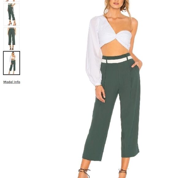 Parker Webster Combo Green High Waisted Trousers with White Stripe Side Size 2 - Picture 1 of 12